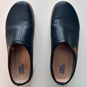 Samuel Hubbard SamSport Clog Shoe Womens 9 M Black Leather Comfort Slip On EUC